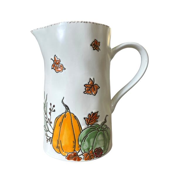ELI +ANA Ceramic Pumpkin Pitcher 50oz SADDLEBROOK FARMS Fall Thanksgiving New - Picture 2 of 14